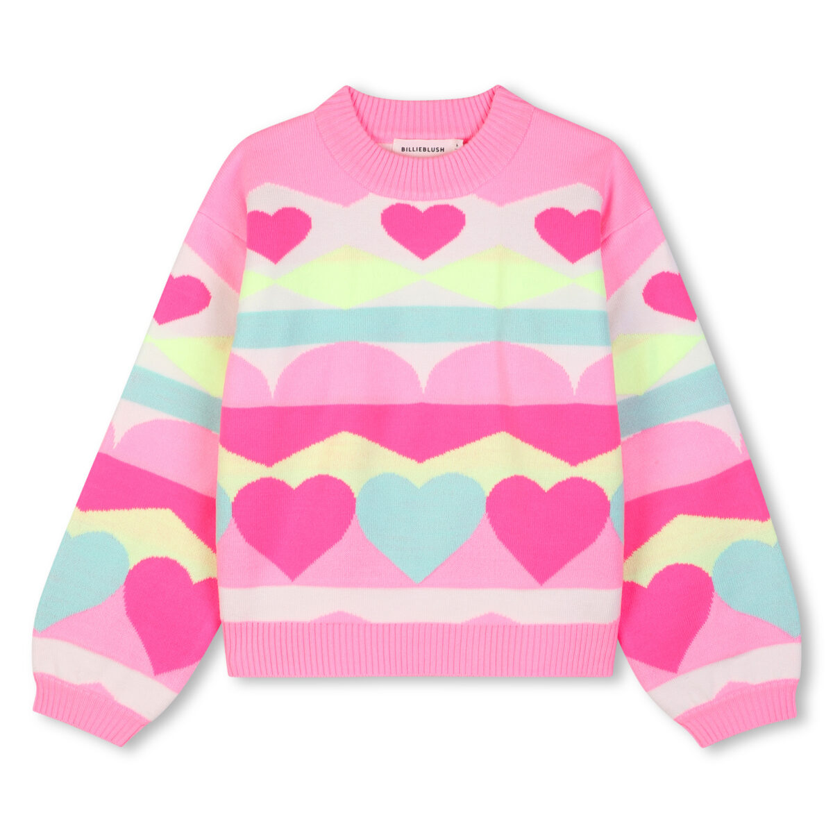 PULL COEUR FLUO ROSE