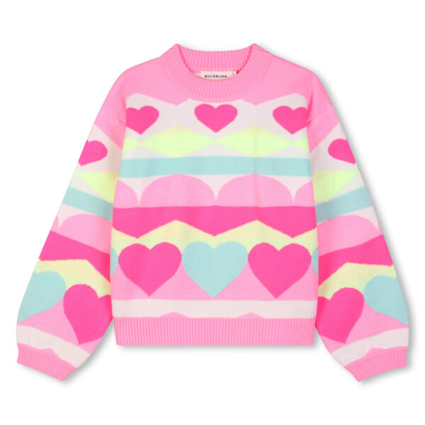 PULL COEUR FLUO ROSE