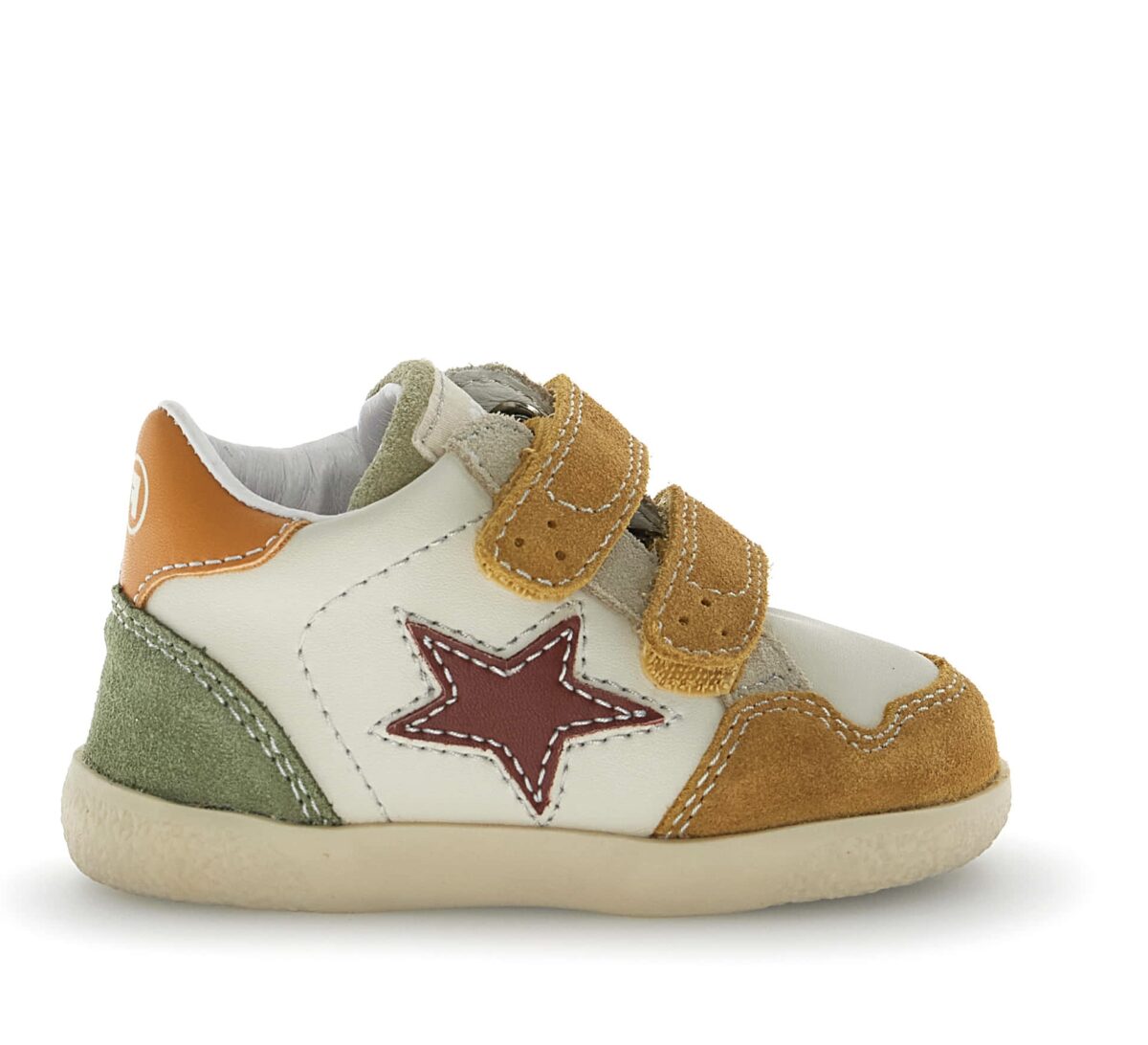 3D76 SNEAKERS ETOILE MARRON VERT ORANGE